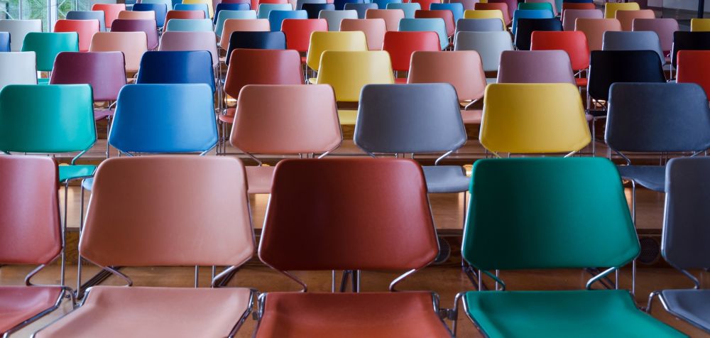 Colourful meeting room chairs
